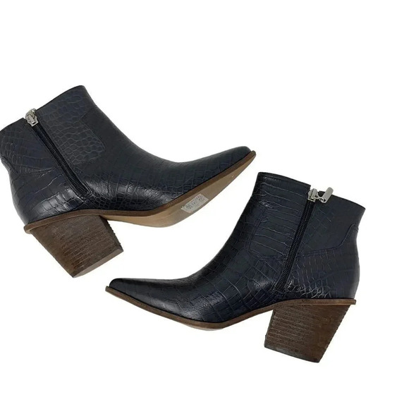 Kaanas Amarone Black Leather Pointed Toe Ankle Boots Shoes - Picture 4 of 12